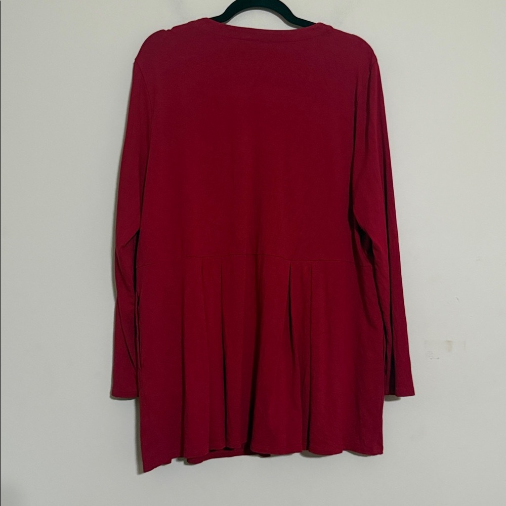 J. Jill Vibrant Red Top blouse cardigan women XL casual soft office one button - Picture 4 of 8